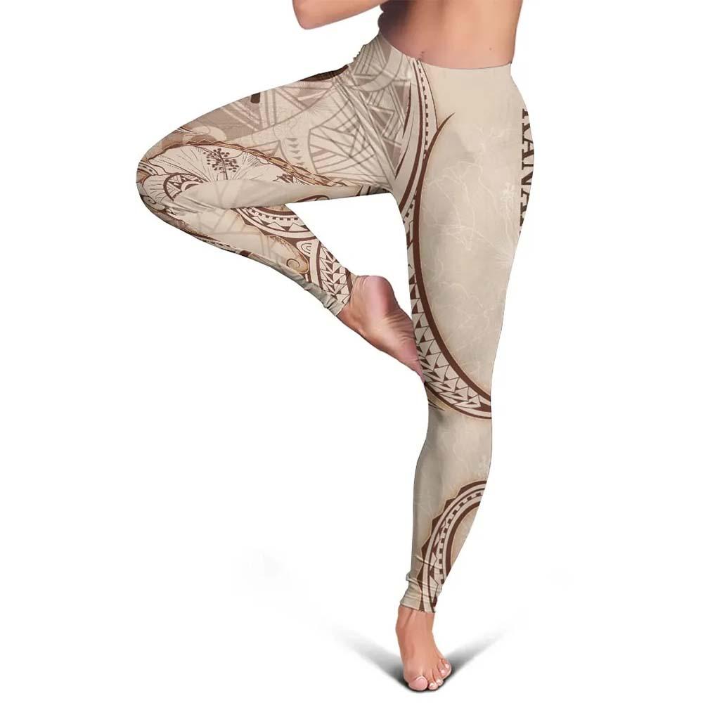 Hawaii Kanaka Maoli Legging - Hibiscus Flowers Vintage Style