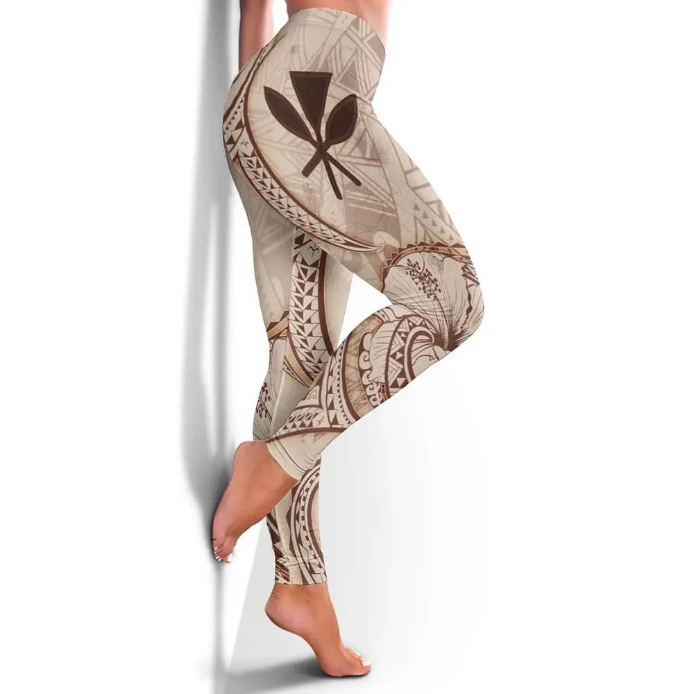 Hawaii Kanaka Maoli Legging - Hibiscus Flowers Vintage Style