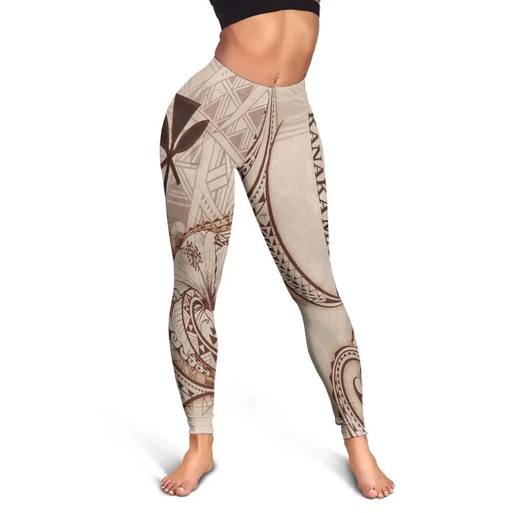 Hawaii Kanaka Maoli Legging - Hibiscus Flowers Vintage Style