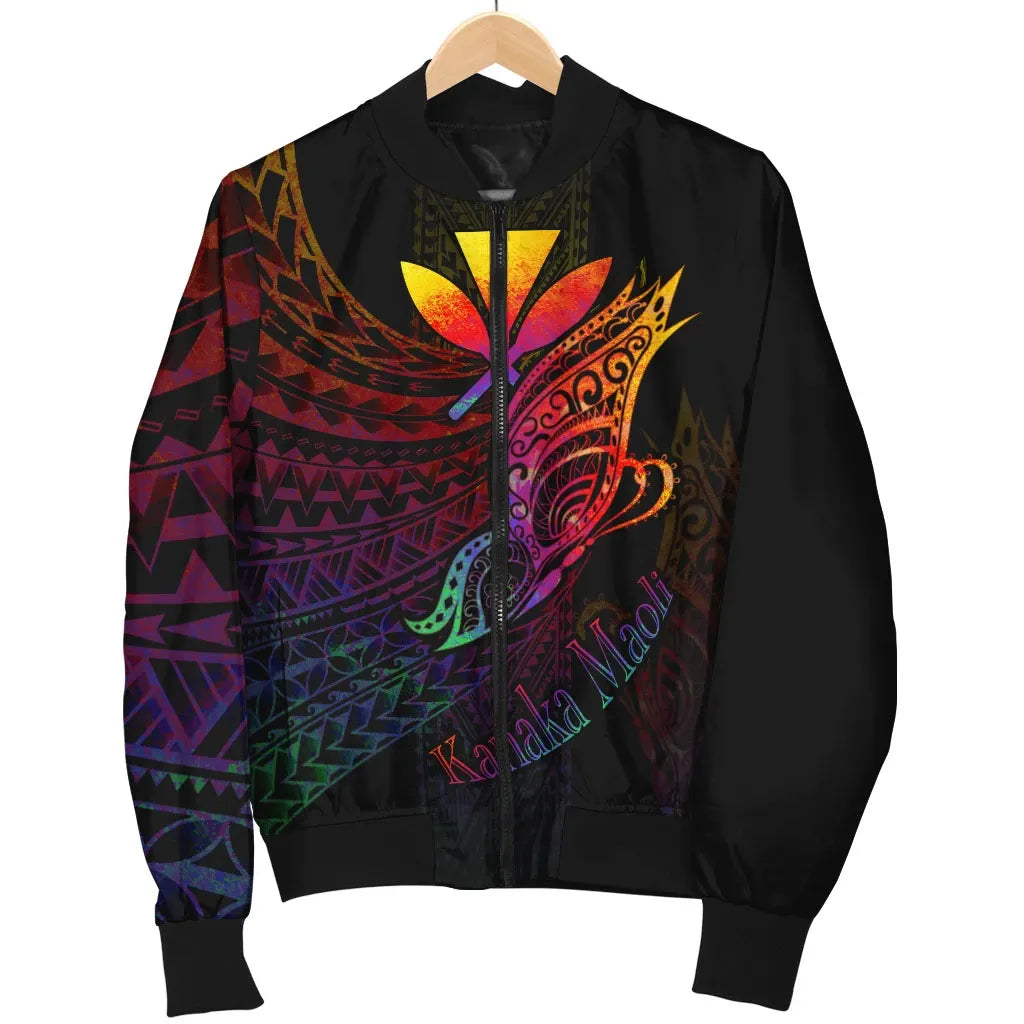 Hawaii Kanaka Maoli Bomber Jacket - Butterfly Polynesian Style