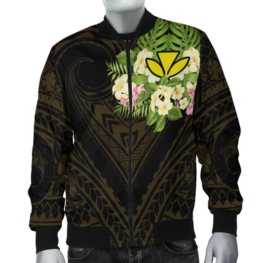 Hawaii Kanaka Maoli Bomber Jacket - Polynesian Gold Patterns Collection