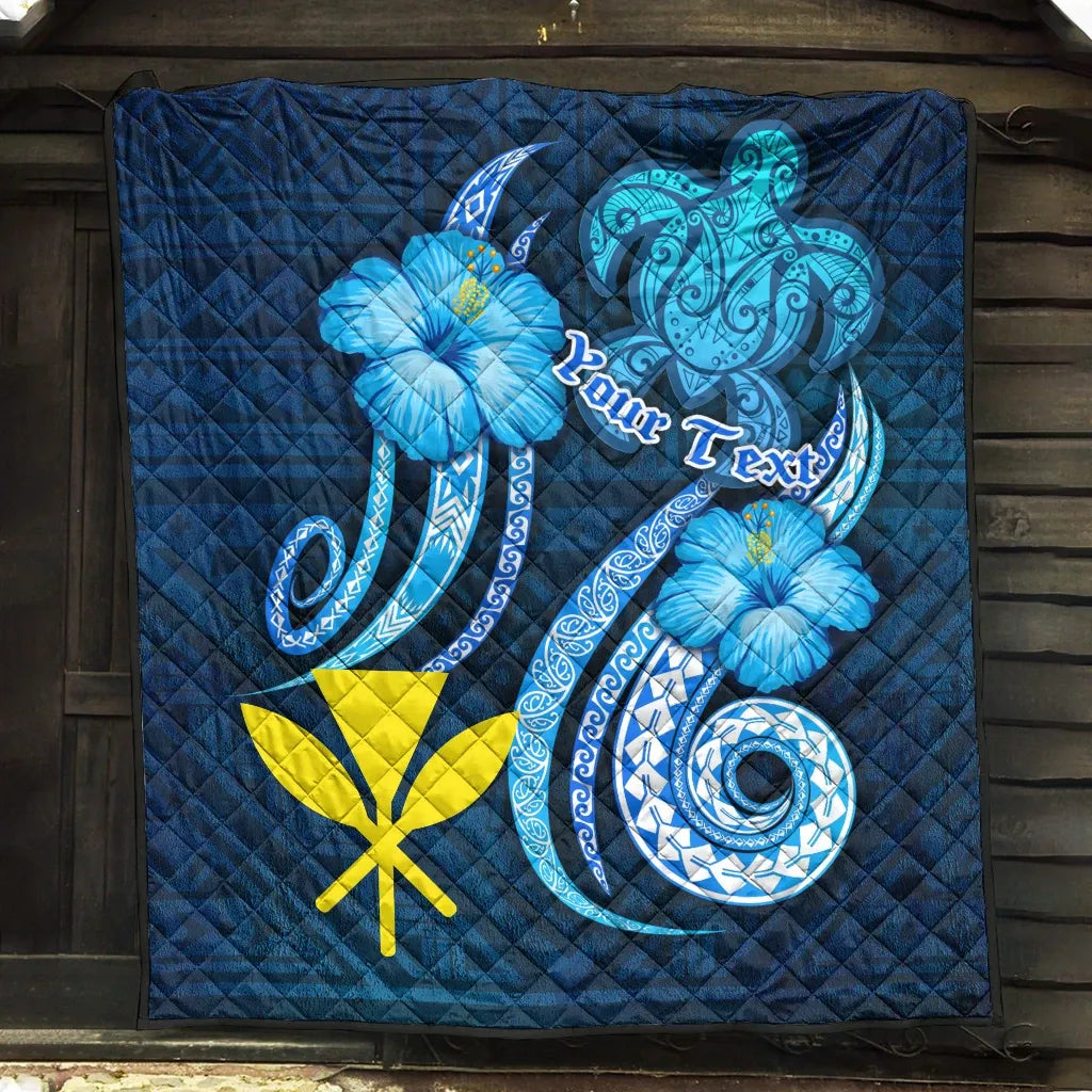 Hawaii Kanaka Maoli Personalised Premium Quilt - Turtle and Tribal Tattoo Of Polynesian