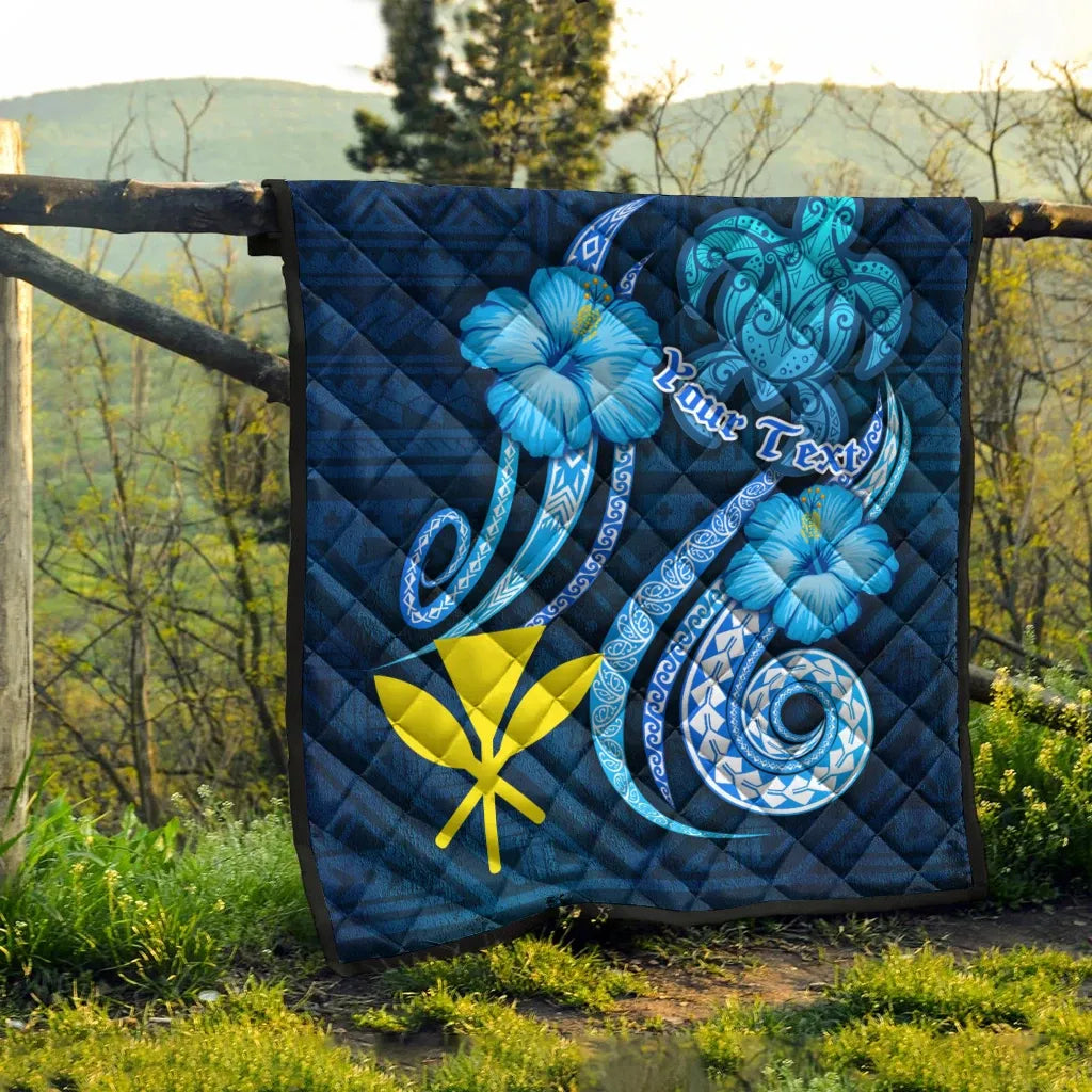 Hawaii Kanaka Maoli Personalised Premium Quilt - Turtle and Tribal Tattoo Of Polynesian