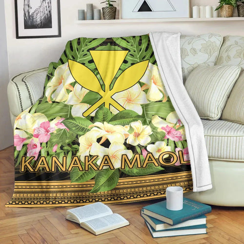 Hawaii Kanaka Maoli Premium Blanket - Polynesian Gold Patterns Collection