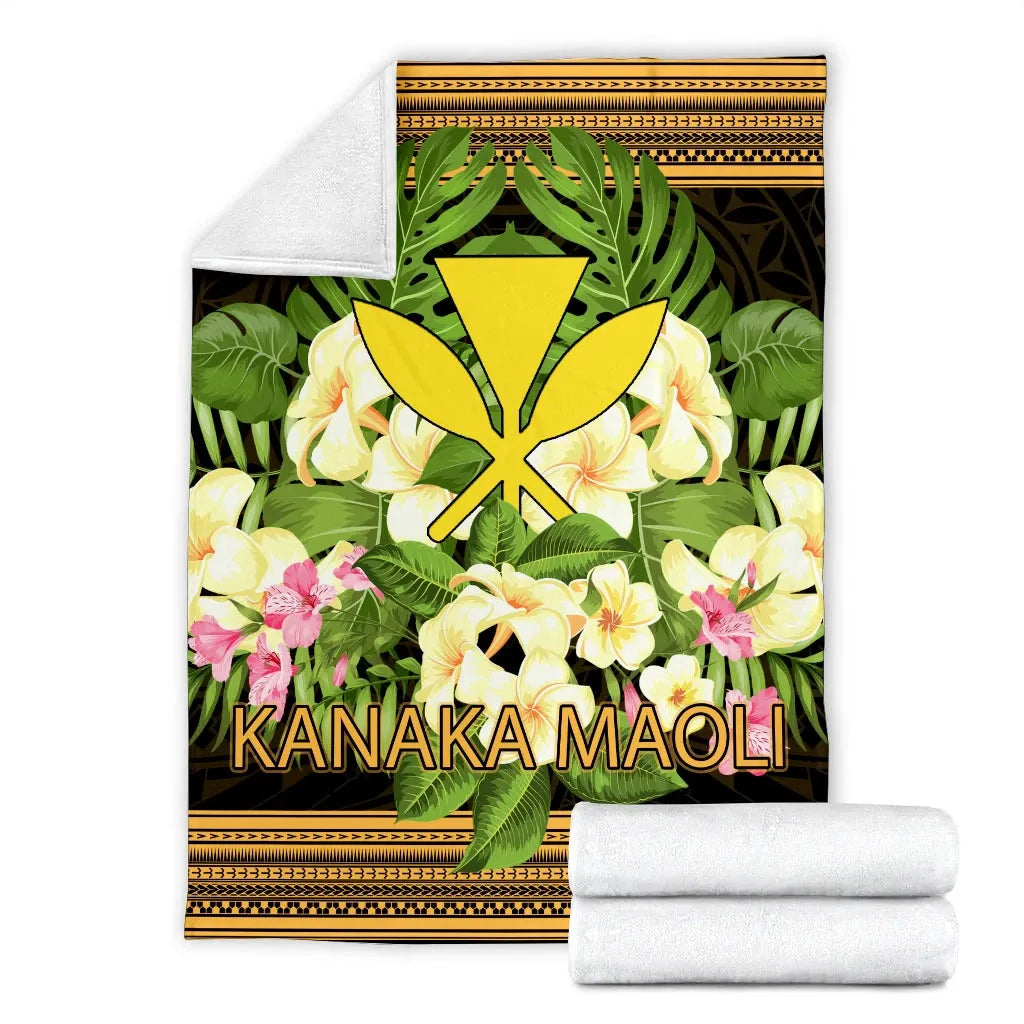 Hawaii Kanaka Maoli Premium Blanket - Polynesian Gold Patterns Collection