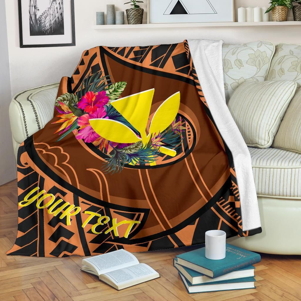 Hawaii Kanaka Maoli Premium Blanket - Polynesian Hook And Hibiscus