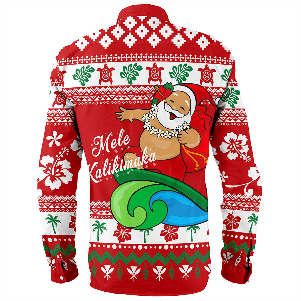 Hawaii Long Sleeve Shirt Santa Claus Ho Ho Ho Christmas