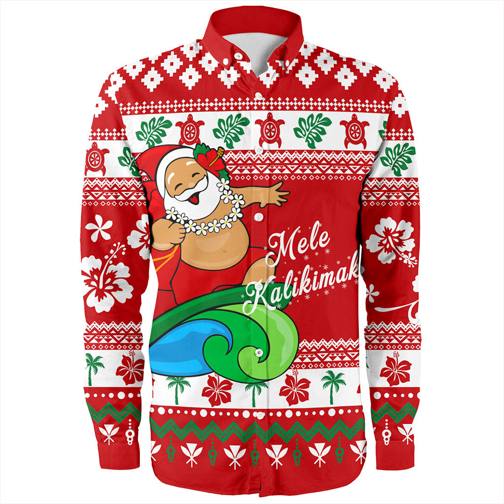 Hawaii Long Sleeve Shirt Santa Claus Ho Ho Ho Christmas