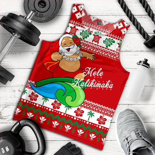 Hawaii Tank Top Santa Claus Ho Ho Ho Christmas