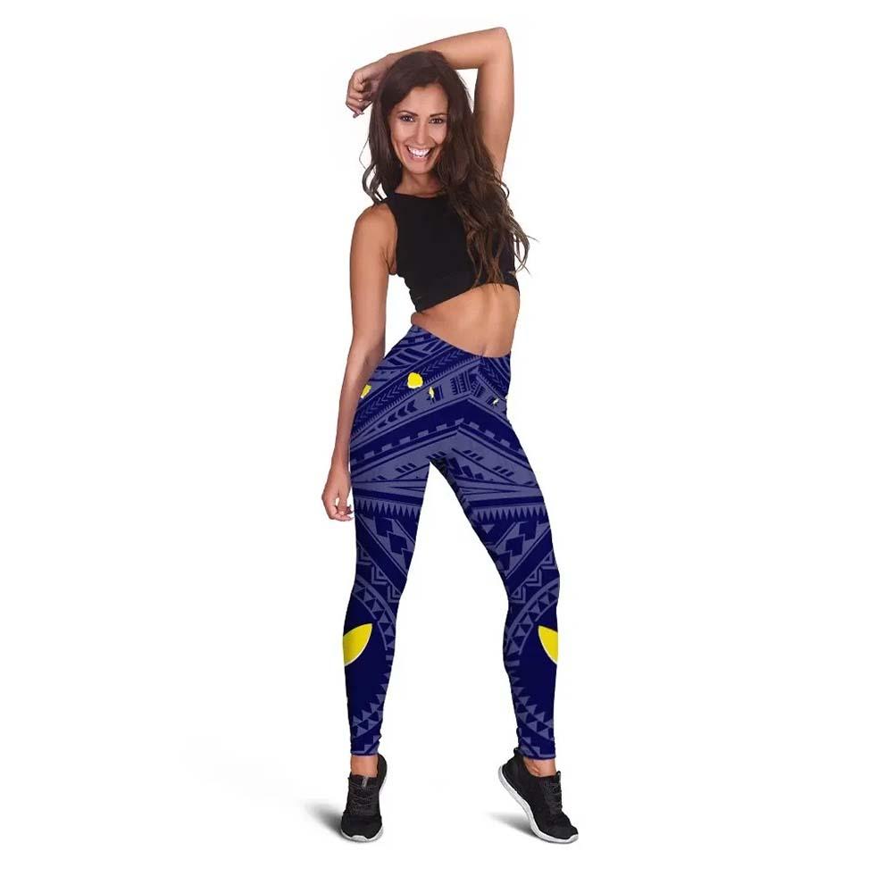 Hawaii Legging - Hawaii Kanaka Maoli And Map ( Blue)