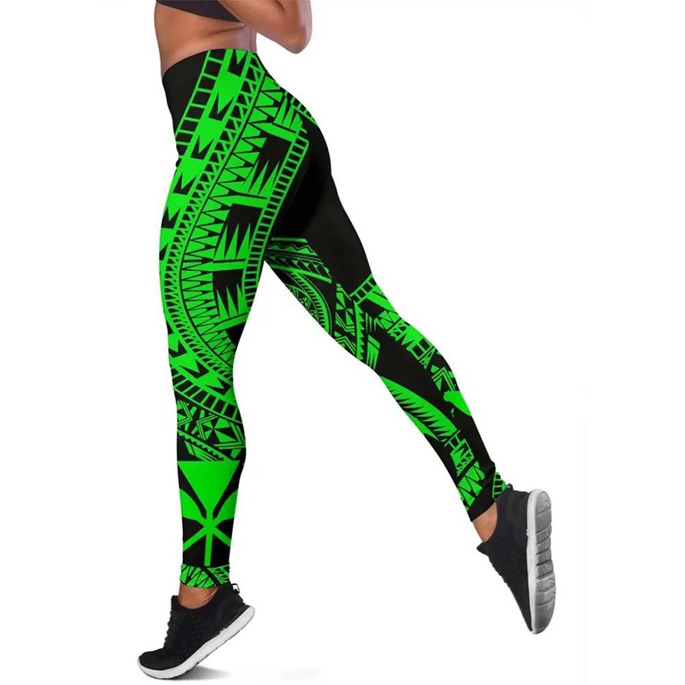 Hawaii Legging Polynesian Pattern Green