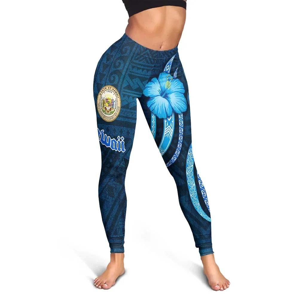 Hawaii Legging -Turtle and Tribal Tattoo Of Polynesian