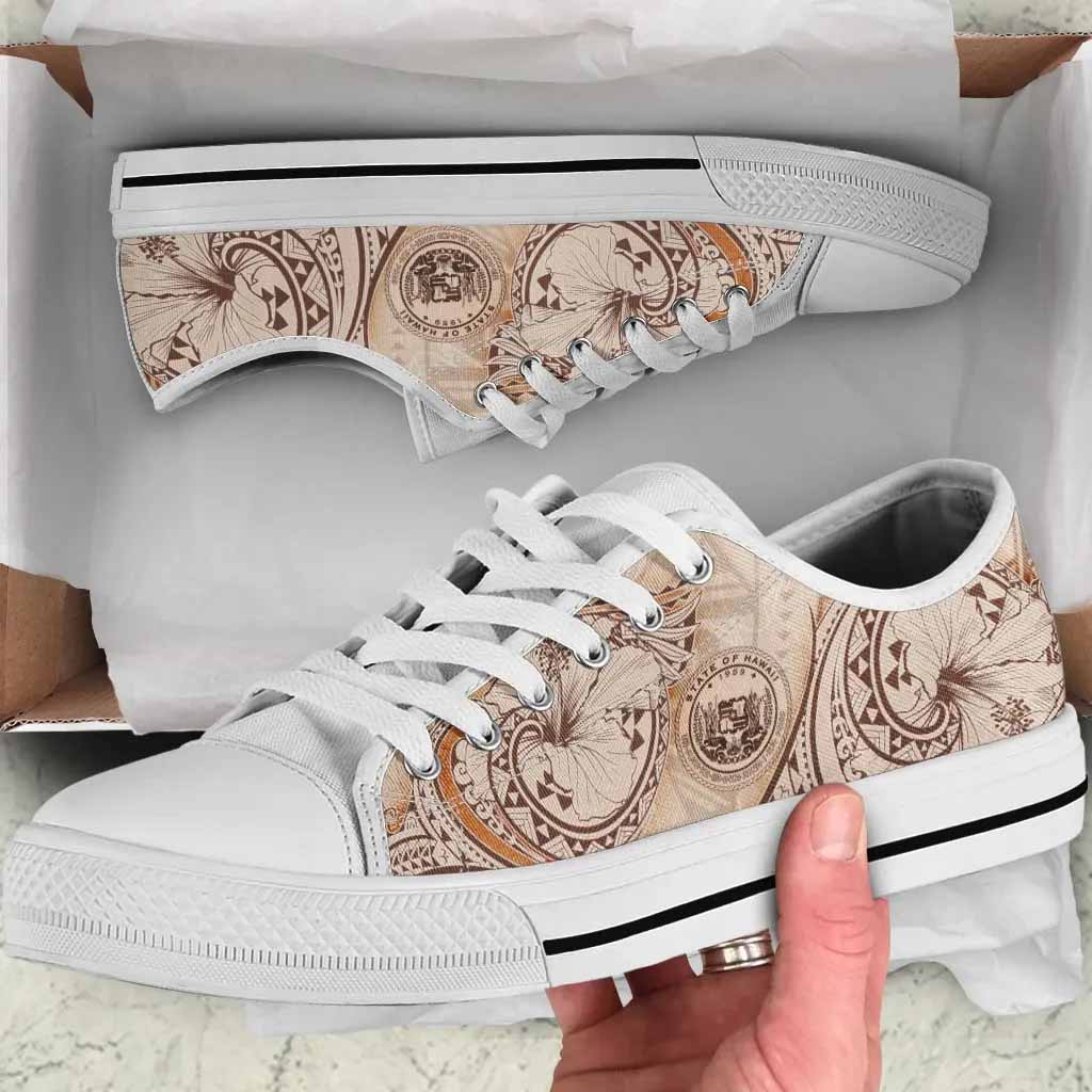 Hawaii Low Top Shoes - Hibiscus Flowers Vintage Style