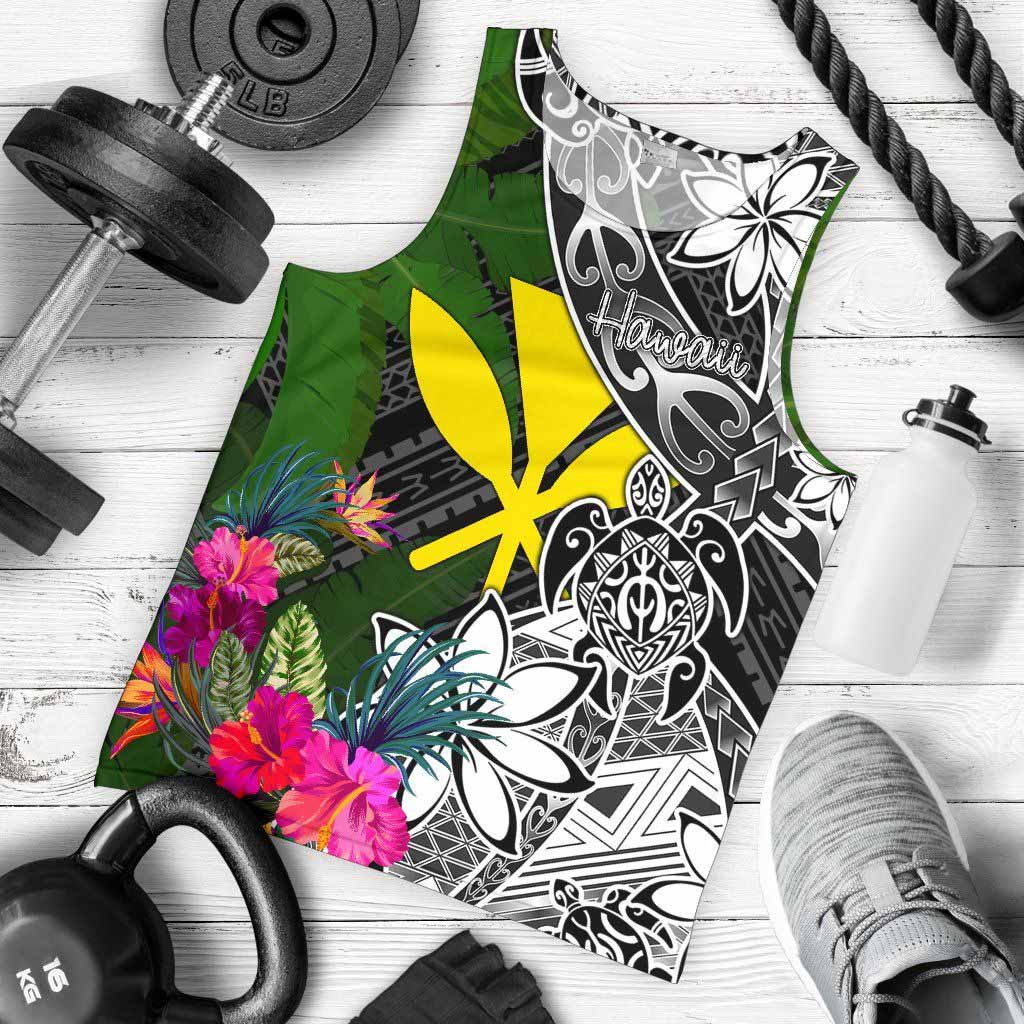 Hawaii Men Tank Top - Turtle Plumeria Banana Leaf