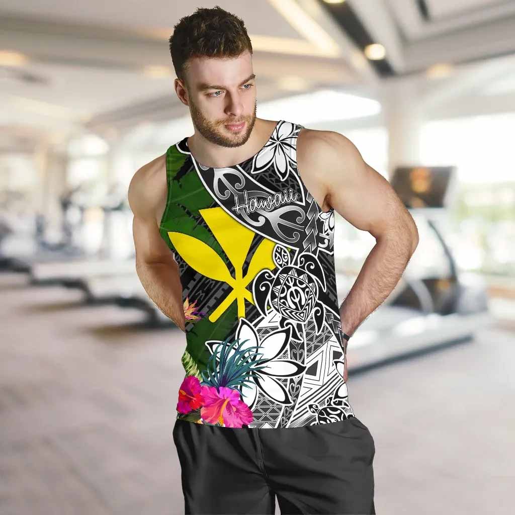 Hawaii Men Tank Top - Turtle Plumeria Banana Leaf