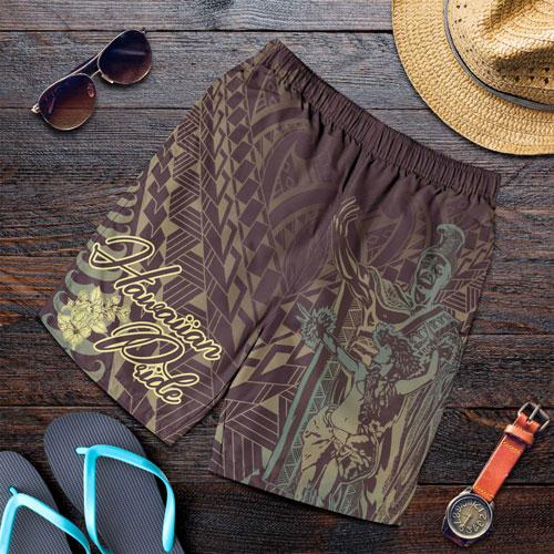 Hawaii Men Shorts - King Of Hawaii With Hawaiian Girls Brown Version