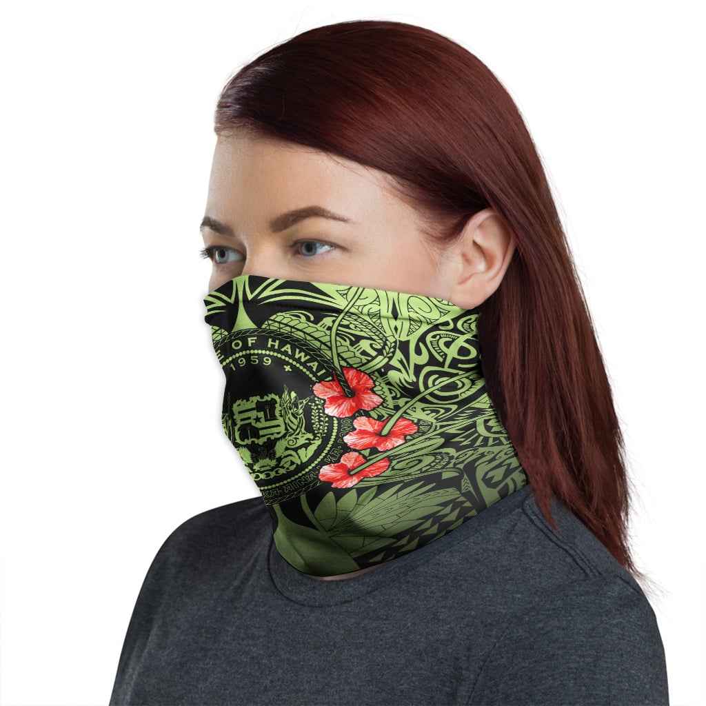 Hawaii Neck Gaiter - Green Pattern Plumeria