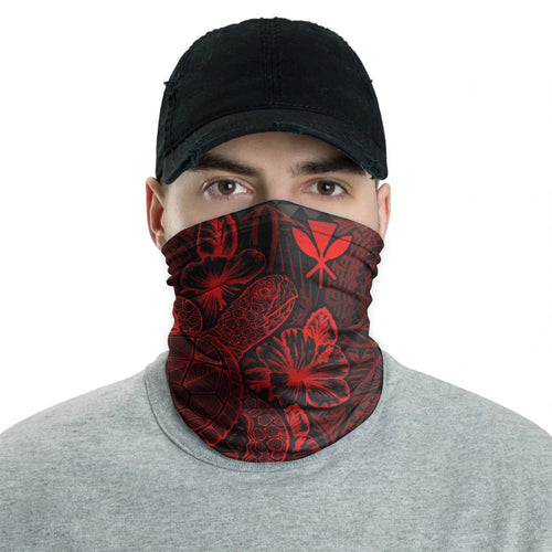 Hawaii Neck Gaiter - Turtle Hibiscus Red