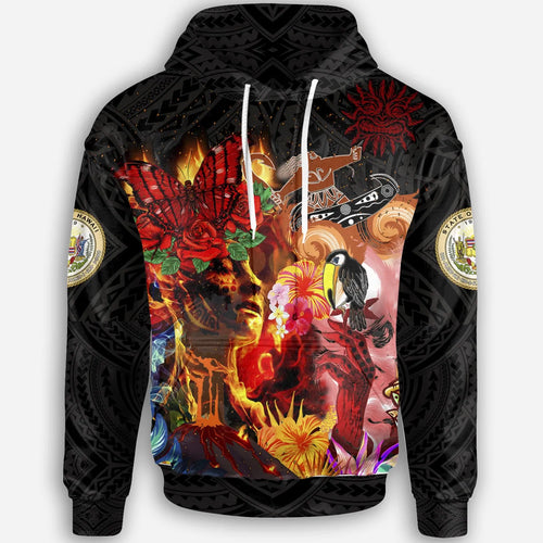 Hawaii Pele and Maui All Over Hoodie - Maui and Pele Create Hawai'i