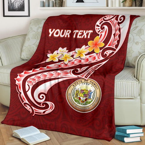 Hawaii Personalised  Premium Blanket - Hawaii Seal Polynesian Patterns Plumeria