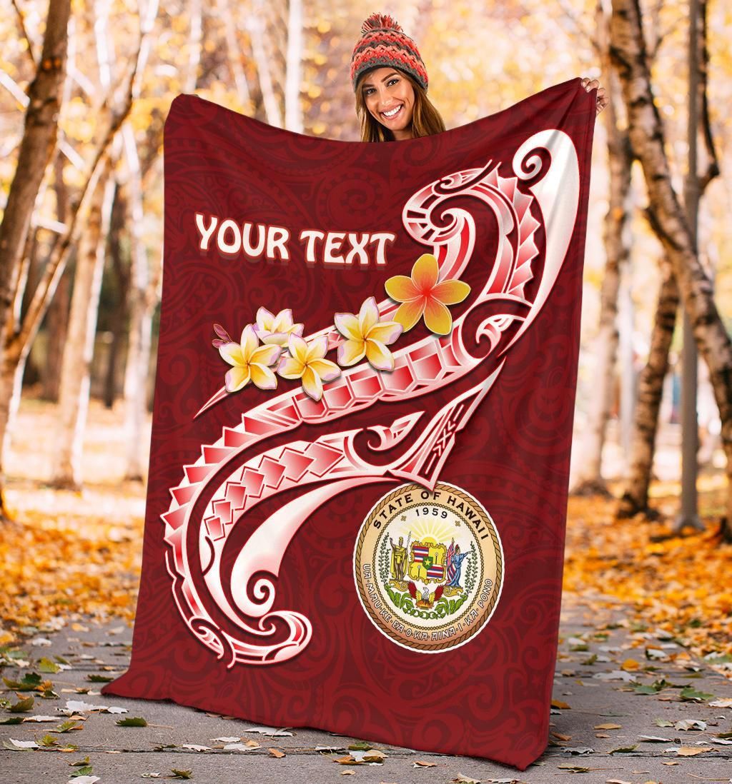 Hawaii Personalised  Premium Blanket - Hawaii Seal Polynesian Patterns Plumeria