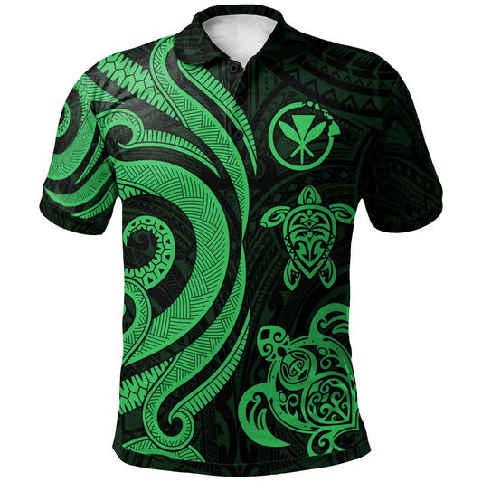 Hawaii Polo Shirt - Green Tentacle Turtle