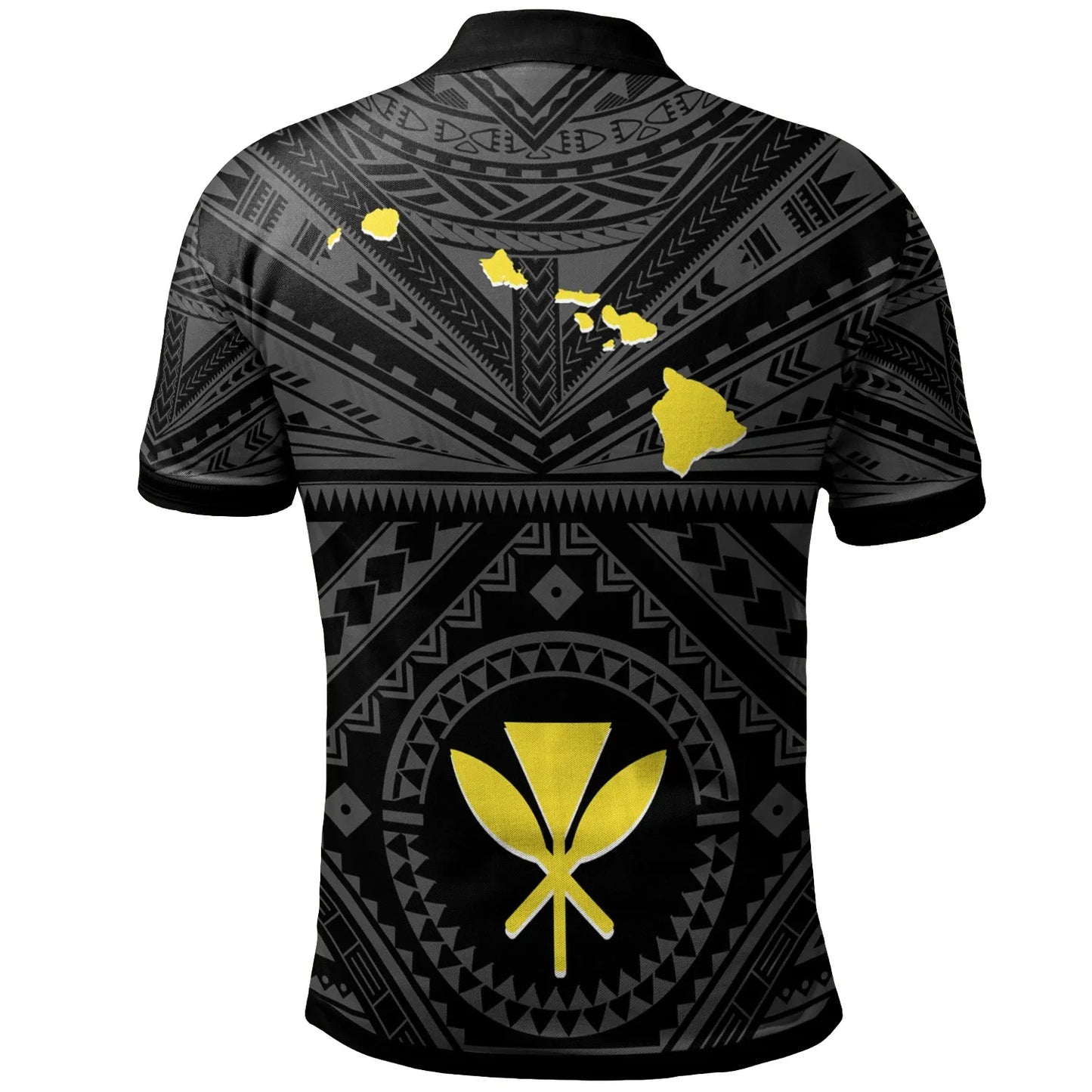 Hawaii Polo Shirt - Hawaii Kanaka Maoli And Map ( Black)