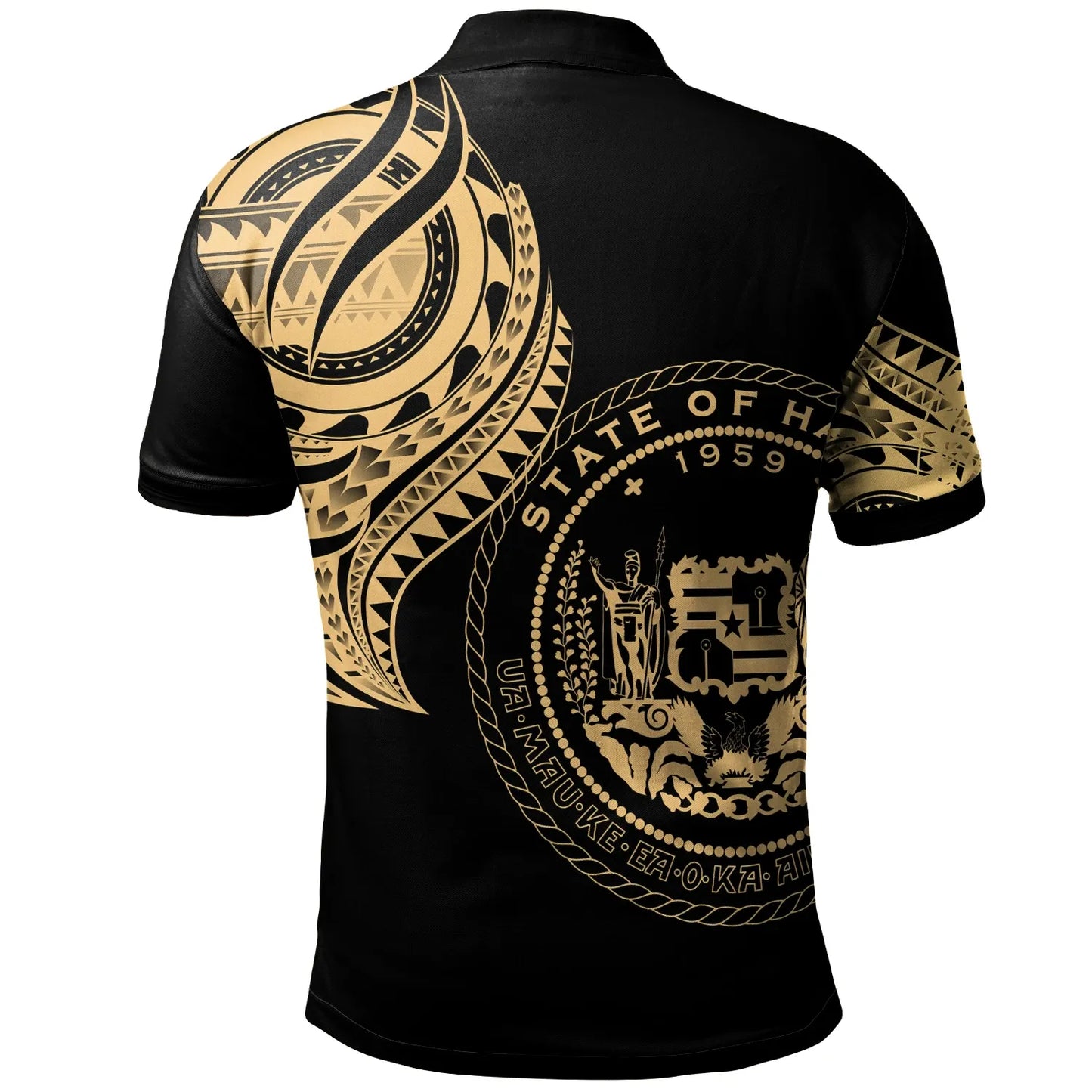 Hawaii Polo Shirt - Hawaii Tatau Gold Patterns