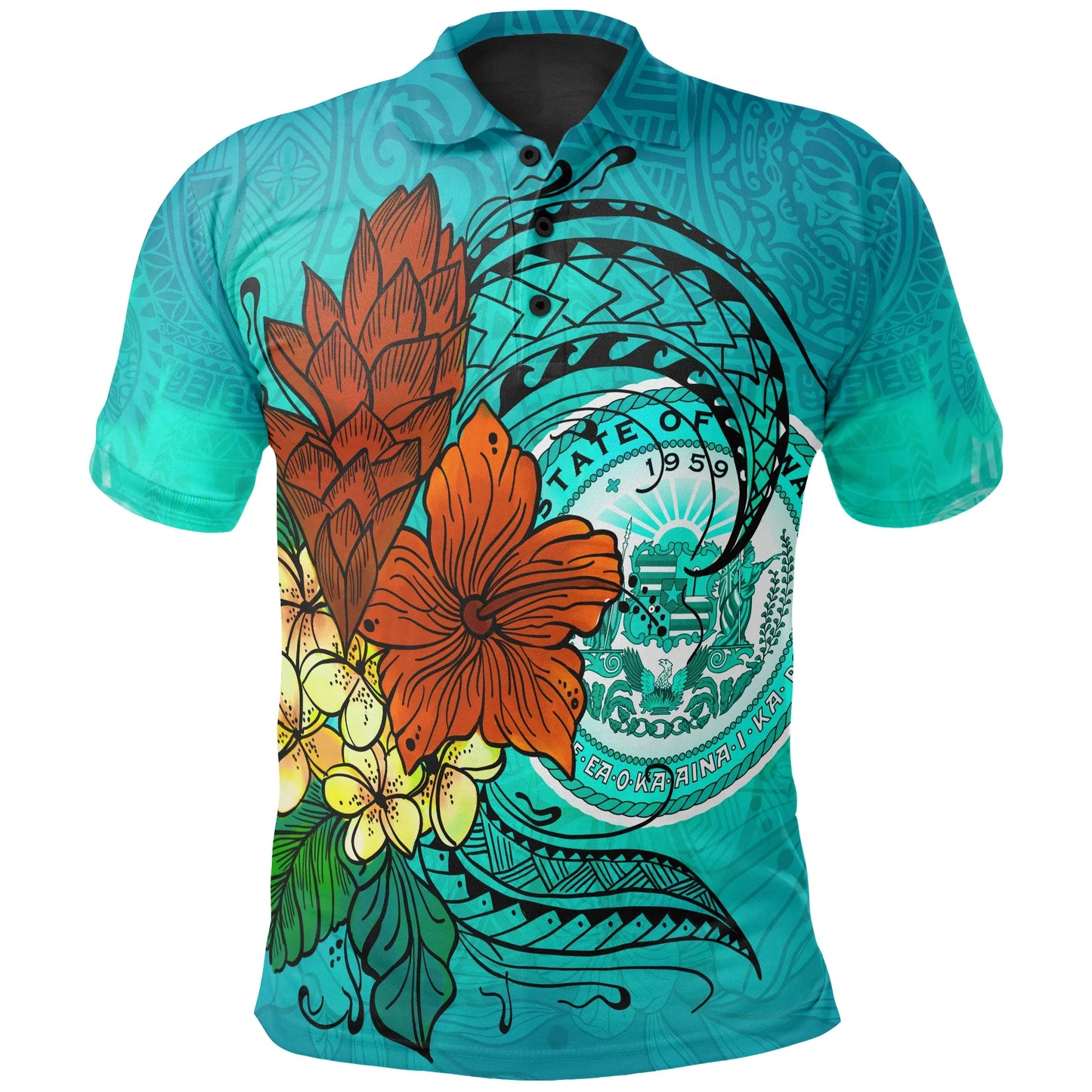 Hawaii Polo Shirt - Tropical Flowers Style