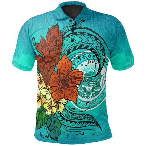 Hawaii Polo Shirt - Tropical Flowers Style