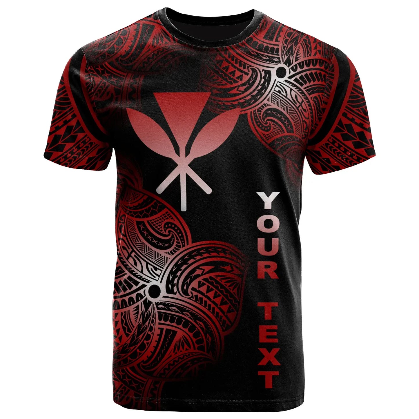 Hawaii Polynesia Custom Personalized T-Shirt - Hawaii Tribal Flower Red