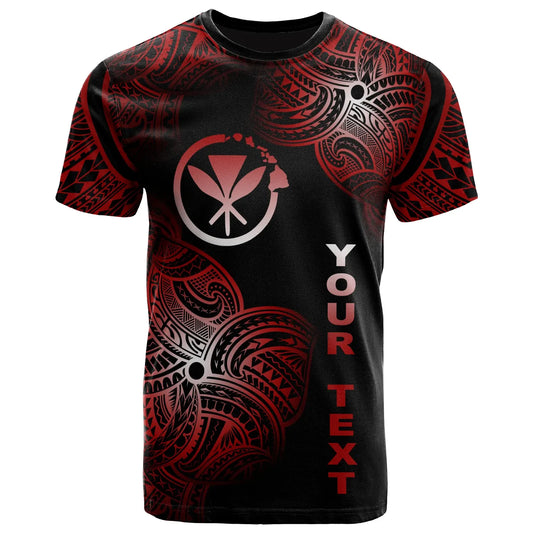 Hawaii Polynesia Custom Personalized T-Shirt - Hawaii Tribal Flower Red