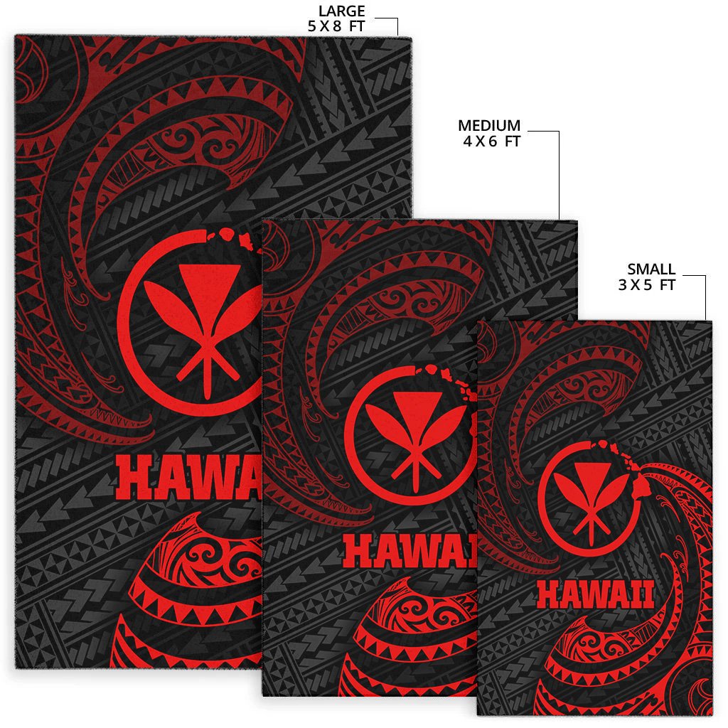 Hawaii Polynesian Area Rug - Red Tribal Wave