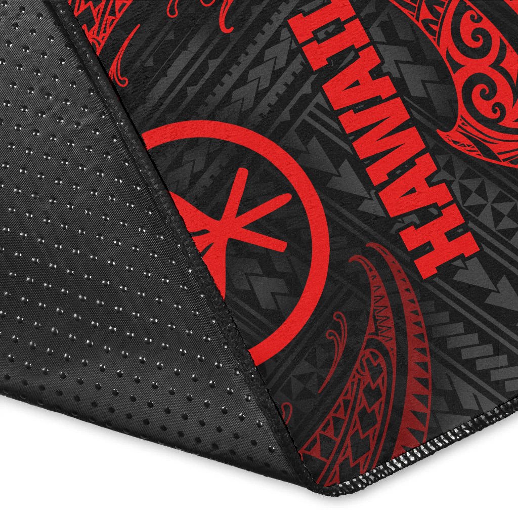 Hawaii Polynesian Area Rug - Red Tribal Wave