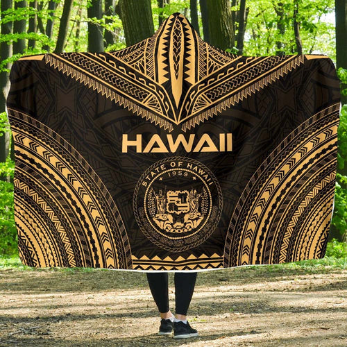 Hawaii Polynesian Chief Hooded Blanket - Gold Version