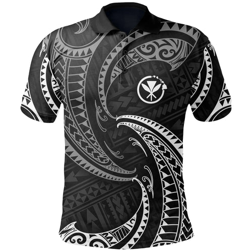 Hawaii Polynesian Custom Personalised Polo Shirt - White Tribal Wave
