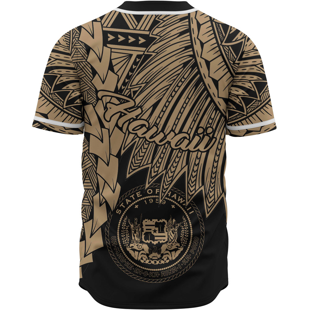 Hawaii Polynesian Custom Personalised Baseball Shirt - Tribal Wave Tattoo Gold