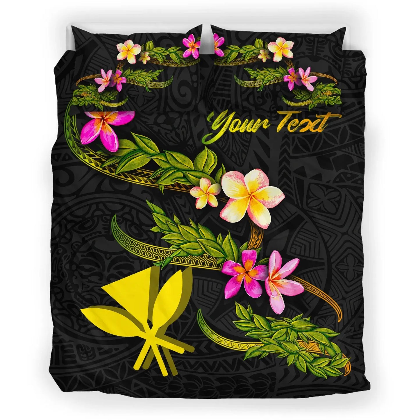Hawaii Polynesian Custom Personalised Bedding Set - Plumeria Tribal