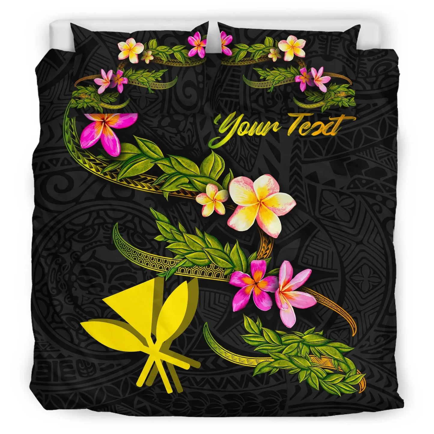 Hawaii Polynesian Custom Personalised Bedding Set - Plumeria Tribal