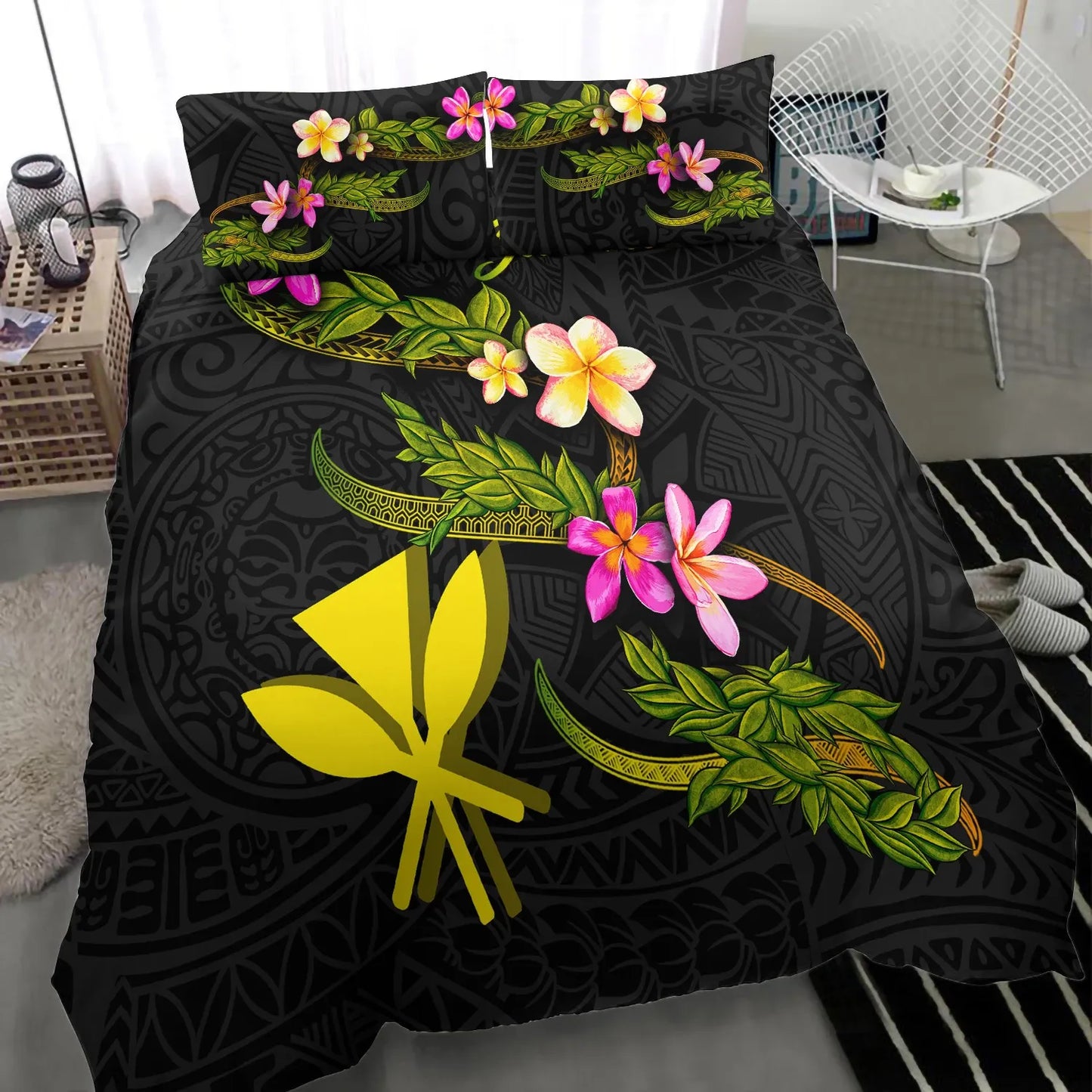 Hawaii Polynesian Custom Personalised Bedding Set - Plumeria Tribal