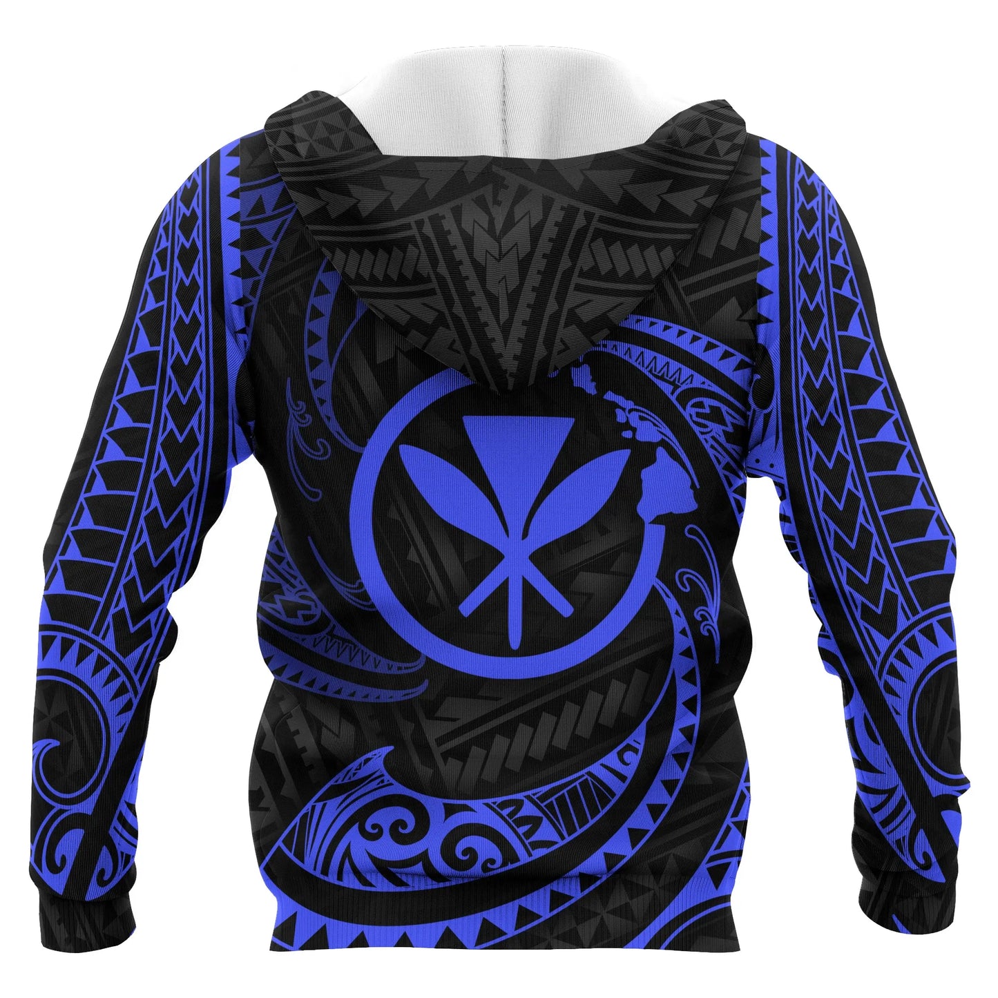 Hawaii Polynesian Custom Personalised Hoodie - Blue Tribal Wave