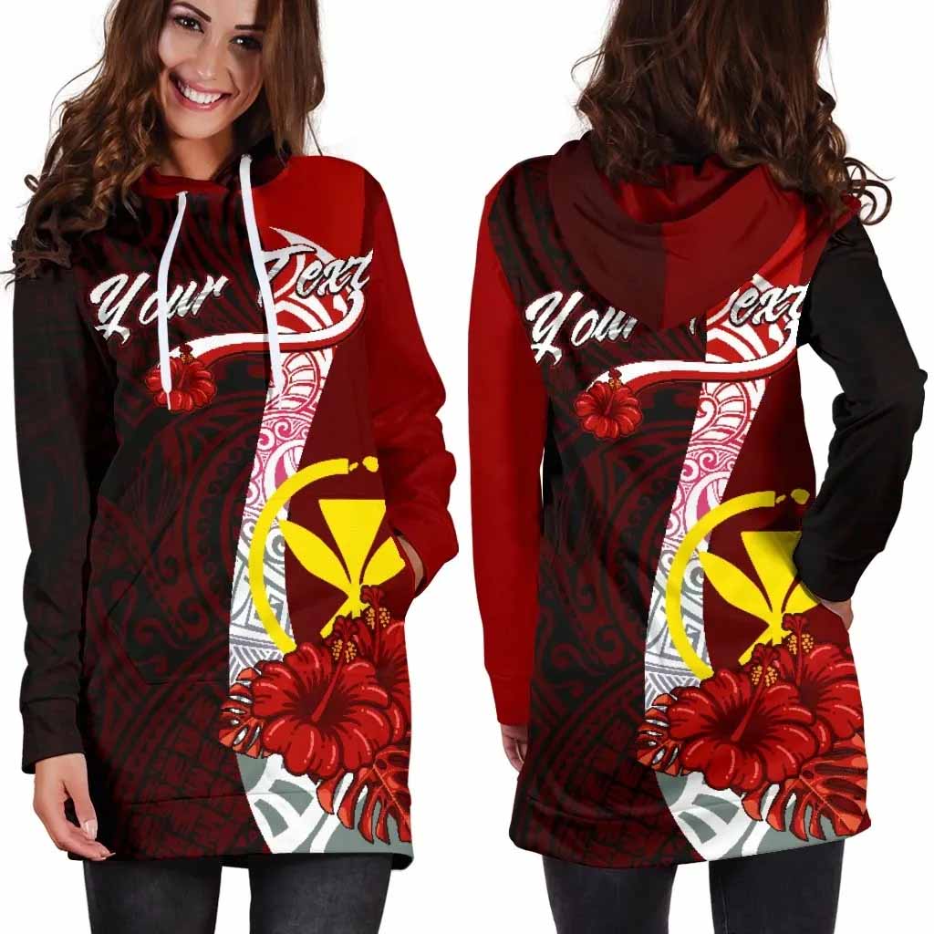 Hawaii Polynesian Custom Personalised Hoodie Dress - Coat Of Arm With Hibiscus