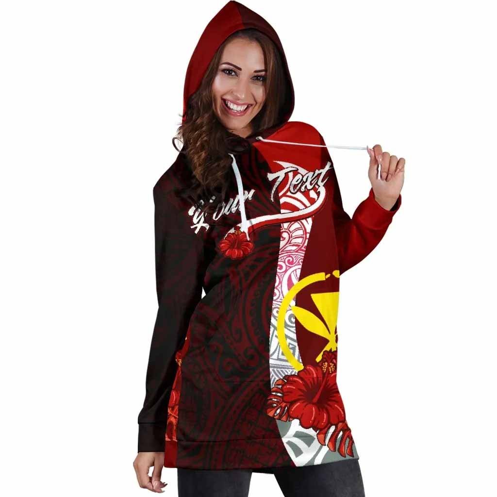 Hawaii Polynesian Custom Personalised Hoodie Dress - Coat Of Arm With Hibiscus