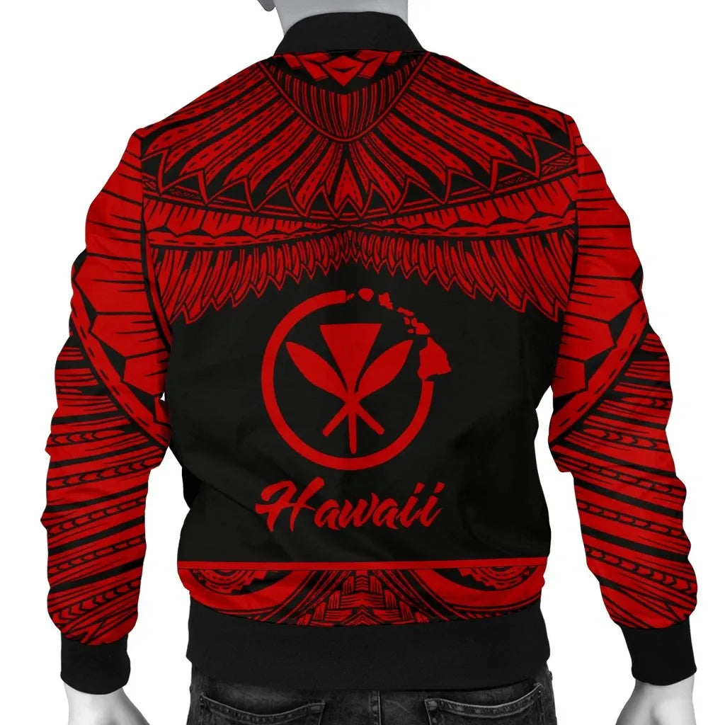 Hawaii Polynesian Custom Personalised Bomber Jacket - Hawaii Pride Red Version