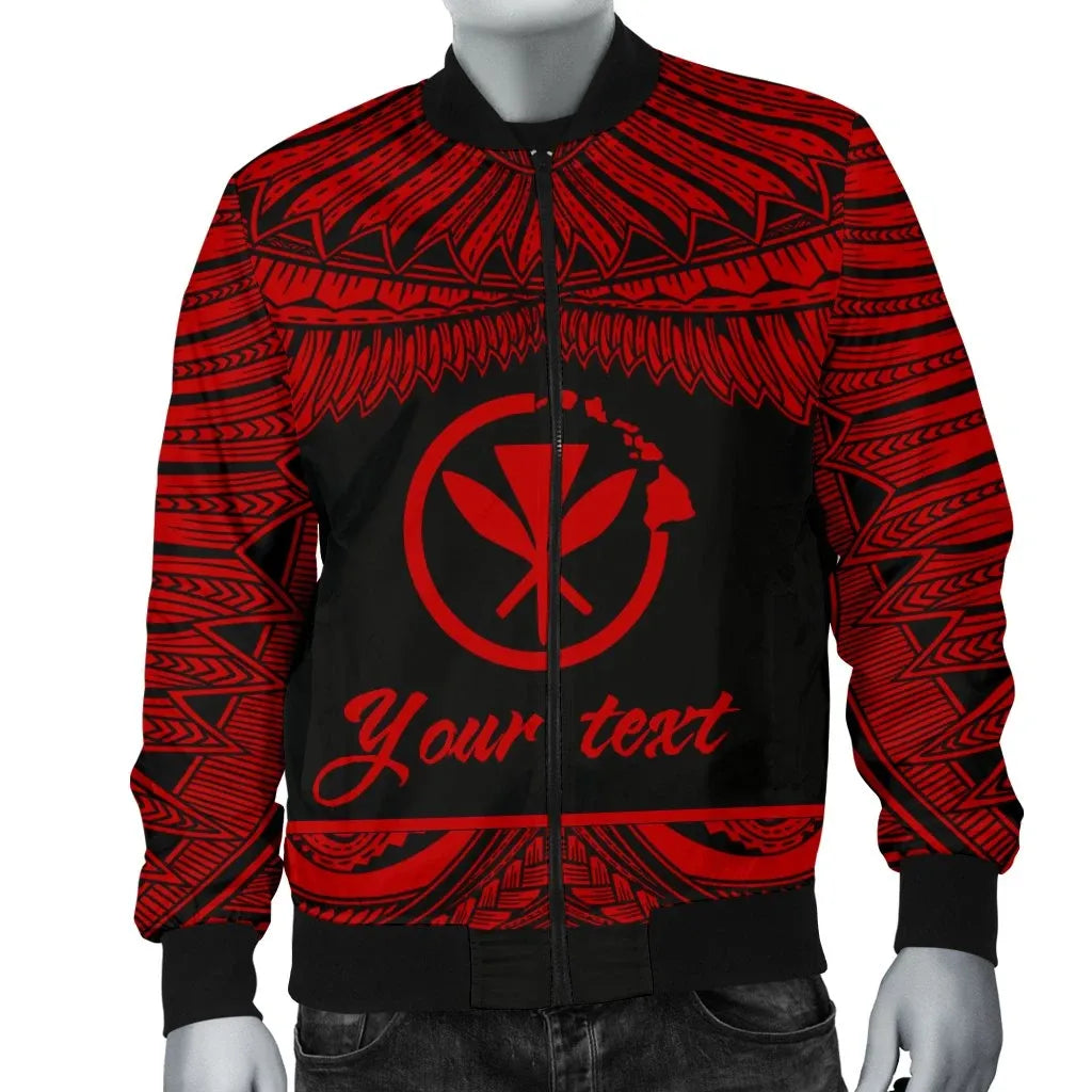 Hawaii Polynesian Custom Personalised Bomber Jacket - Hawaii Pride Red Version