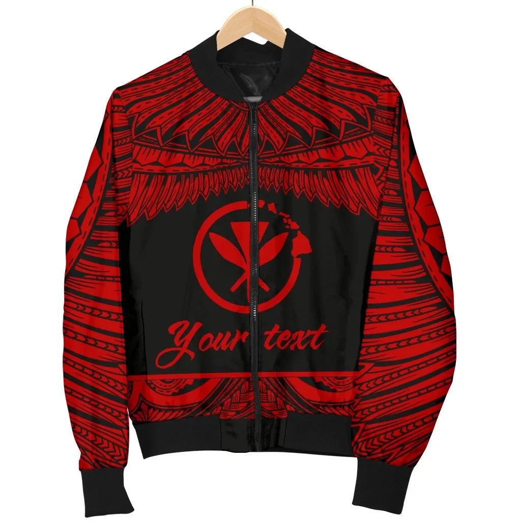 Hawaii Polynesian Custom Personalised Bomber Jacket - Hawaii Pride Red Version