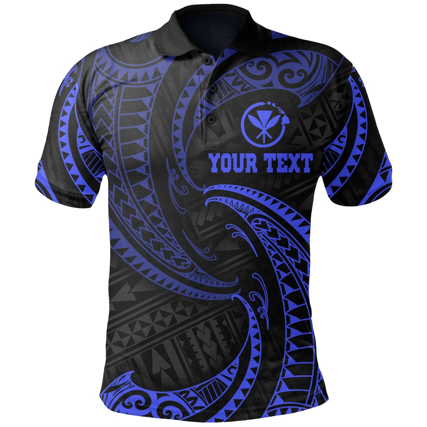 Hawaii Polynesian Custom Personalised Polo Shirt - Blue Tribal Wave