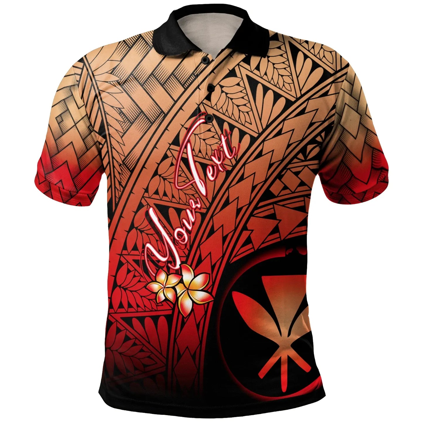 Hawaii Polynesian Custom Personalised Polo Shirt - Plumeria Tattoo Tribal