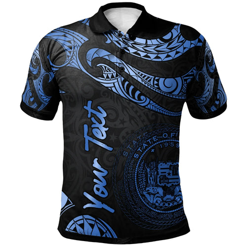 Hawaii Polynesian Custom Personalised Polo Shirt - Poly Tattoo Blue Version