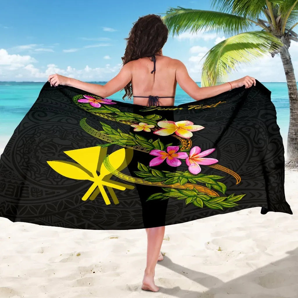 Hawaii Polynesian Custom Personalised Sarong - Plumeria Tribal